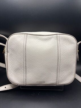 Fossil Cream Pebbled Leather Camera Style Crossbody Bag
